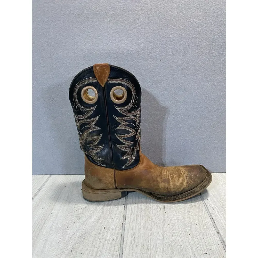 Justin Caddo BR740 Mens Tan Black Leather Western Cowboy Boots Size 10 D